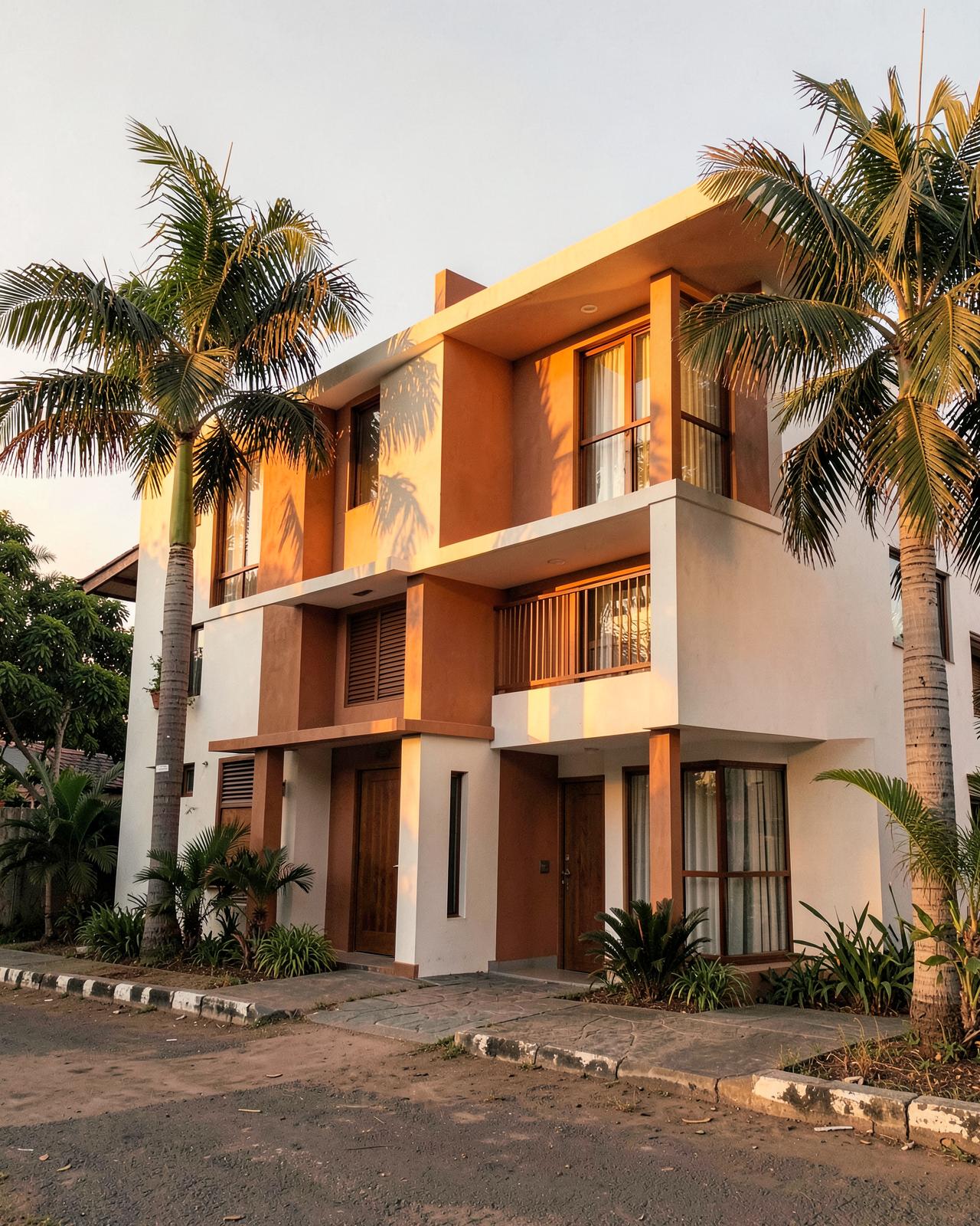 Two-storey house in East Legon, Accra, photographed at golden hour